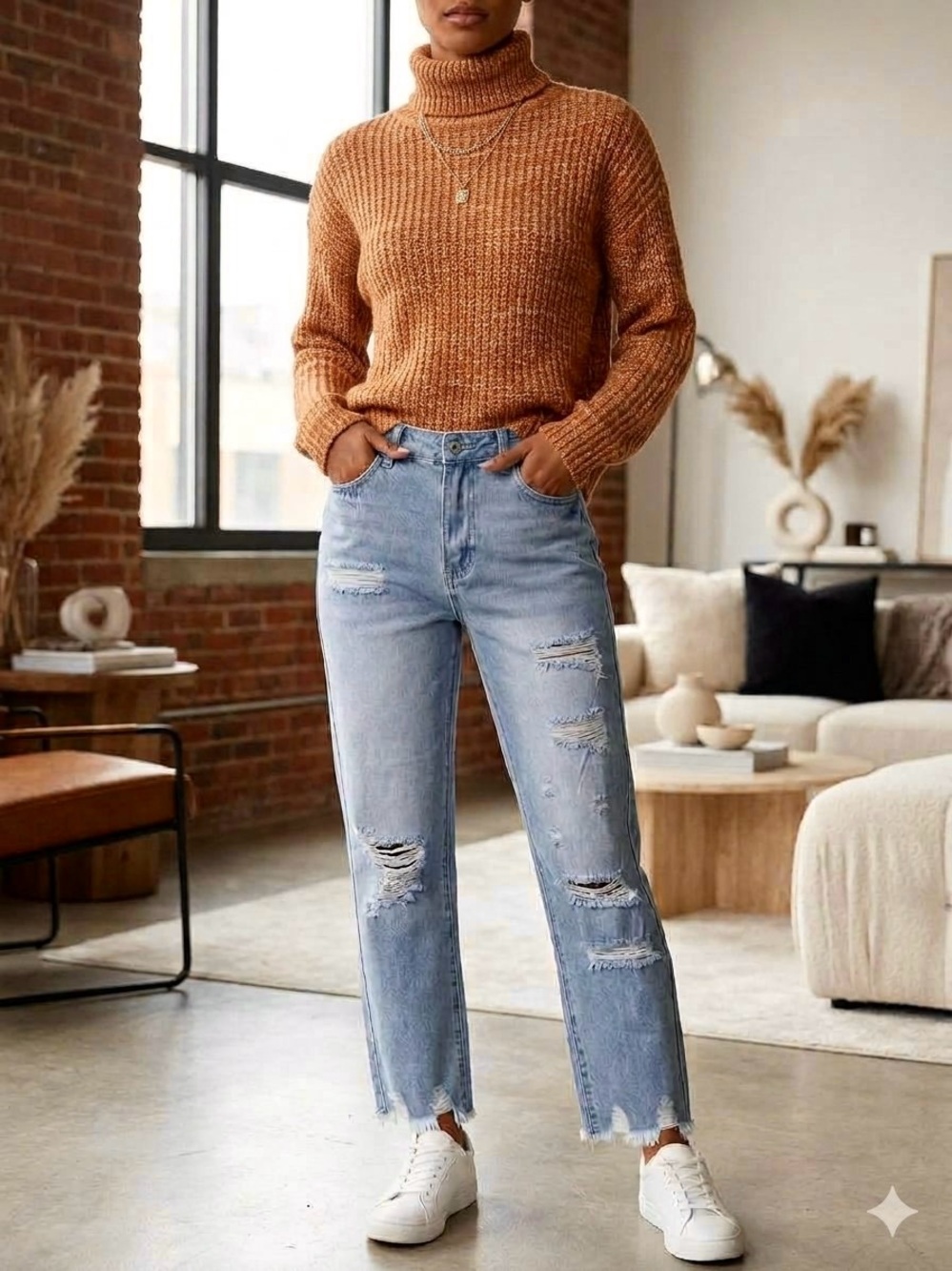 Flamingals Distressed Raw Hem Straight Leg Jeans